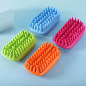 A3416 Soft Plastic Dog Bath Brush TPE Pet Hair Cleaning Beauty Comb Tool with Floating Hair Feature
