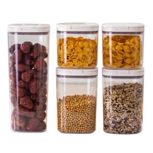 ANYA Eco Friendly Air Tight Food Storage Cereal Grain Snack Storage Bottles Lids Cover Kitchen Refrigerator Organization Plastic