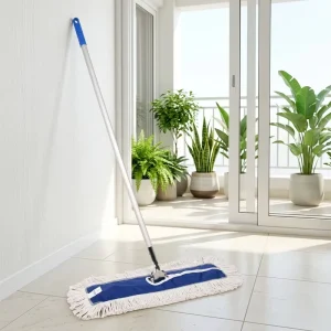 Absorbent Fringed Aluminum Handle Cotton Yarn Rectangular Dust Mop for School Gymnasium Floor