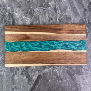 Acacia Wood Epoxy Resin Serving Tray, Cutting Board, and Charcuterie Board