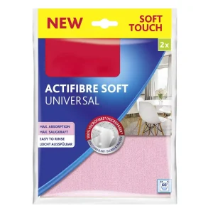 Actifibre Soft Universal PU Microfibre Cloth Streak free Cleaning Towel Exceptional Absorbency Pink Grey Glass