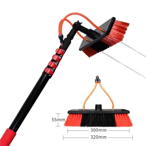 Adjustable 4.6m Aluminum Water Fed Telescopic Pole Kit Eco-Friendly Flip Lock Solar Panel & Window Cleaning Brush