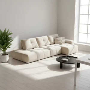 Adjustable Backrest Chesterfield In line Shape Deep Sitting Sofa Set High Density Sponge Upholstery Wood Legs Warehouse Living