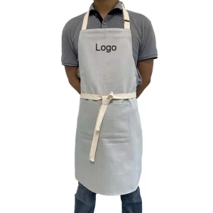 Adjustable Bib Apron Chef Custom Kitchen Cooking Canvas Apron With Two Pockets