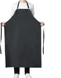 Adjustable Black PVC Reusable Durable Eco Friendly Non Woven Bib Apron Waterproof Sleeveless Waist Workwear Dishwashing Fish Dog
