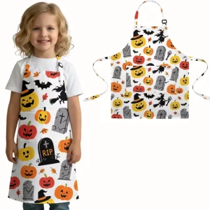 Adjustable Children’s Cooking Bib Customized Kitchen Apron Chef Hat Set Reusable Sleeveless Polyester Apron for Kids Painting