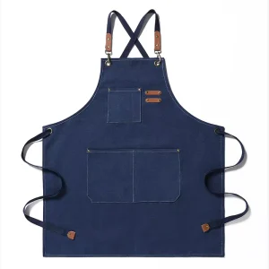 Adjustable Cross Back Chef Apron Heavy Duty Work Apron for Restaurant Bar Cafe Bakery