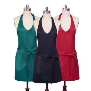 Adjustable Cross Back Woven Nylon Kitchen Apron with Pockets for Cooking Baking BBQ Cleaning for Housewives