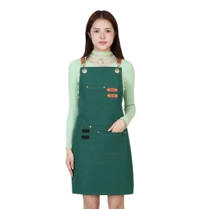 Adjustable Cross Strap Apron 75CM Hem 68CM Width Multi Pockets Practical Kitchen Work Apron