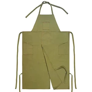 Adjustable Kitchen Aprons Quick Dry Green Chefs Aprons With Pockets
