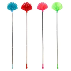 Adjustable Length Household Cleaning Broom Ash Duster and Corner Brush Spider Web Design Roof Tool Made of Durable Plastic