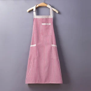 Adjustable Lightweight Non-Woven Polyester Cotton Striped Halter Apron Durable Home Kitchen Restaurant Fast Food Hotel Workwear