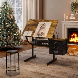 Adjustable Metal Drafting Table and Drawing Art Desk for Adults Home Office