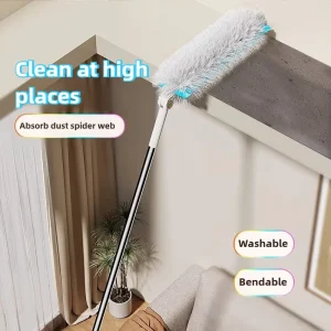 Adjustable Microfiber Duster Long Handle for Bendable Head Cleaning Ceiling Fans Furniture Cobwebs Feather Dusters 19in+