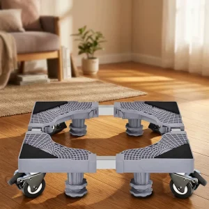 Adjustable Mobile Base with Wheels Rolling Trolley Stand for Washing Machines and Refrigerators Storage Rack Assembly