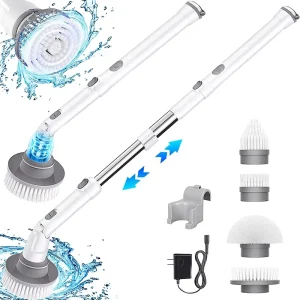 Adjustable Multi function Handle for Washing Bathroom Tile Floor Electric Spin Bathroom Silicone Telescopic Cleaning Brush Tools