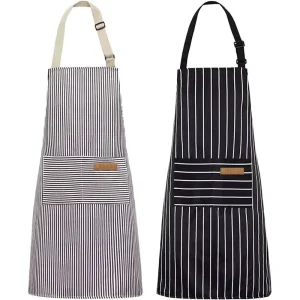 Adjustable Restaurant Denim Hairdresser Canvas Polyester Kitchen Cotton Apron Custom Logo Print With 2 Pockets