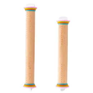Adjustable Rolling Pin with Removable Rings and Non-Stick Silicone Dough Mat