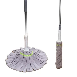 Adjustable Self-Screw Water Rotation Mop Fast Dry Straight Bar Hand-Wash Home Lazy Mop Card Lock PP Cotton Material
