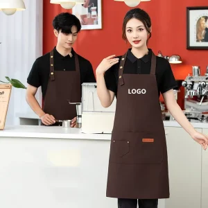 Adjustable Shoulder Strap Aprons with Pocket Kitchen Cooking Apron for Women Men Water Resistant Artist Baking Catering Work Bib