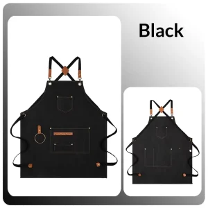 Adjustable Straps Apron Multi Pocket Heavy Duty Fabric Practical Kitchen Service Apron