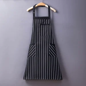 Adjustable Striped Polyester Cotton Halter Apron Durable Home Kitchen Restaurant Fast Food Hotel Workwear