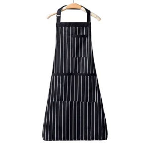 Adjustable Striped Polyester Cotton Halter Apron Durable Home Kitchen Restaurant Fast Food Hotel Workwear