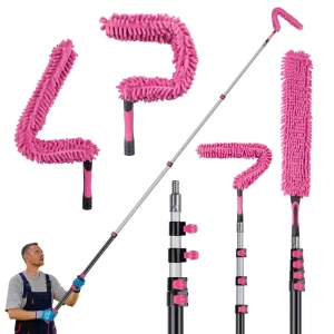 Adjustable Telescopic Microfiber Chenille Duster Bendable Head Extendable Handle Dust Cleaner for Ceiling Window Home Cleaning