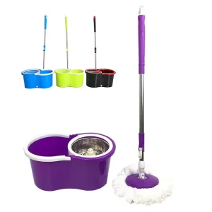 Adjustable Telescopic Steel Pole Microfiber 360 Degree Rotating Mop and Bucket Set
