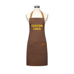 Adjustable Unisex Twill Apron with Pockets Black Restaurant Use Adult Aprons
