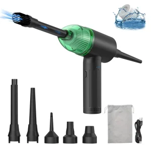 Air Duster Vacuum Cleaner with Brushless Motor Bagless Design USB & Battery Powered LED Lights for Car Household & Outdoor Use