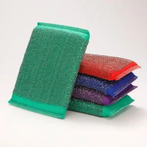 All-Purpose Non Scratch Dual Sided Reusable Super Absorbent Scouring Pads Kitchen Cleaning Sponge with Stainless Steel Wire