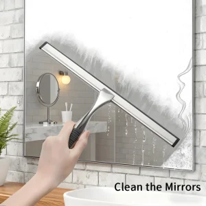 All Purpose Stainless Steel Squeegee for Glass Shower Doors Car Window Home Mirrors Bathroom Shower Cleaner Wiper 10 Inches