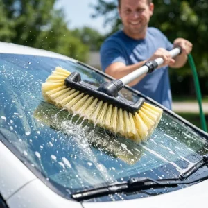 All Side Wash Brush Water Flow Connector 11 Inch Head Telescopic Aluminum Pole Soft Bristle Car Kit