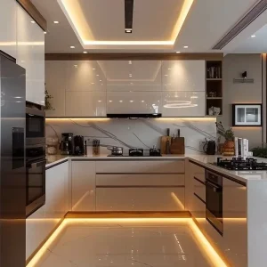 All in One Complete Kitchen Cabinet Set with Sink and Lacquer Finish