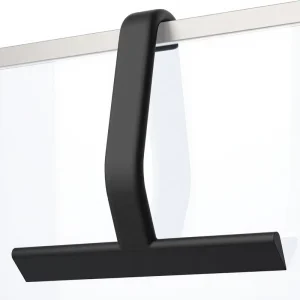 All in One Silicone Shower Squeegee with Built in Hook for Bathroom Window Mirror Tile Wall Car 10 Inch Black