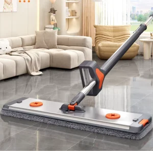 Aluminum Alloy Hands-Free Flat Mop Large Microfiber Floor Mop for Wet & Dry Household Cleaning