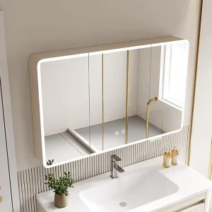 Aluminum Alloy Smart Mirror Bathroom Cabinet with LED Light
