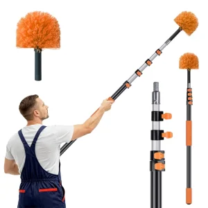 Aluminum Alloy Telescopic Pole Ceiling Cleaning Cobweb Brush Long Handle Dust Removal Tool Set