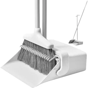 Aluminum Broomstick & PP Broomhead Dustpan with Iron Pole 120cm Length Hard Bristle for Indoor & Outdoor Cleaning