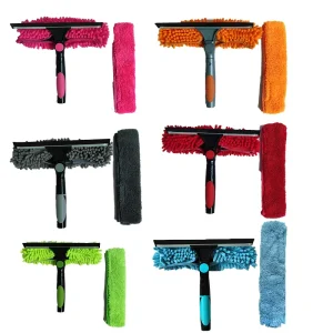 Aluminum Duster Kit with Telescopic Extension Pole Window Squeegee Cobweb Microfiber Feather Ceiling Fan Dusters Made of Metal