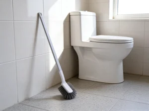 Aluminum Handle Toilet Brush with Antibacterial Bristles for Hygienic Bathroom Cleaning and Stain Removal