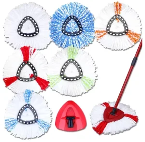 Aluminum Pole Cleaning Accessory Triangle Spiral Turn Mop Head with Fiber Replacement Cotton Yarn for Household Use
