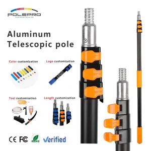 Aluminum Telescopic Pole 12FT Anti-Rotation Easy Operation for Window Roof Cleaning Eco-Friendly Household Use Paint Tarp