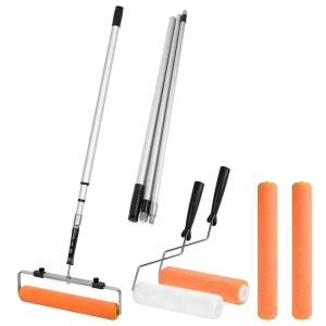 Aluminum Telescopic Roller Brush Set Durable No Shedding Paint Tool With Extension Rod