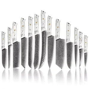 Amber Damascus Knife Set Turquoise Stone Handle 67layers VG10 Chef Knife Set Kitchen Knife Set