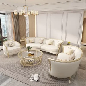 American Solid Wood Sofa Luxury 123 Combination of Large Villa Couchs Cream Wind Living Room Sectional Sofa