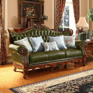 American-Style Retro Leather Sofa Set