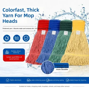 American Style Thickened Color Coded Fade Resistant Wet Dry Mop Head for Hospital Janitorial Property Household