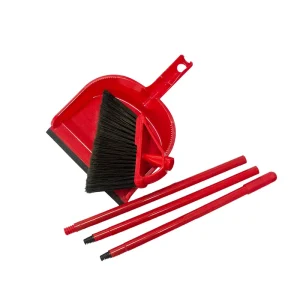Angle Broom and Dustpan Set With Dual Textured Bristles